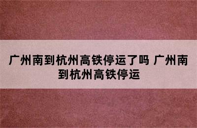 广州南到杭州高铁停运了吗 广州南到杭州高铁停运